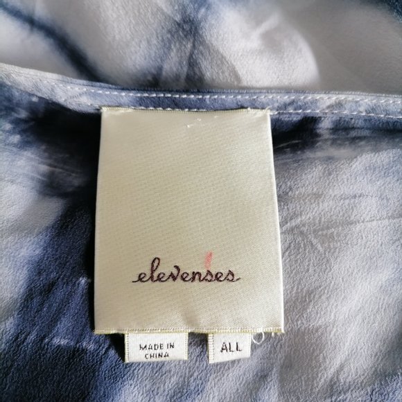 Elevenses Womens Blue & White Tie Dye Silk Poncho Kimono Blouse Top One Size - Picture 5 of 7